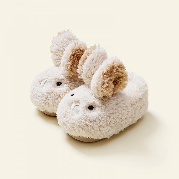 Happy Mary Children's Cotton Shoes Rabbit Plush Heel Slippers